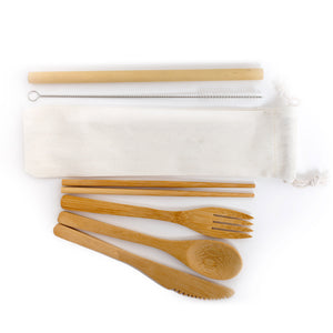 Bamboo Cutlery Set *Wholesale (10pcs+)* Cultery with Pouch + Bamboo Straw + Cleaner / none Eco Shop PH Zero Waste Philippines Metro Manila
