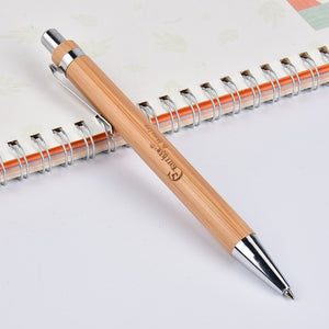 Corporate giveaway bamboo ballpen engraved with logo in Metro Manila