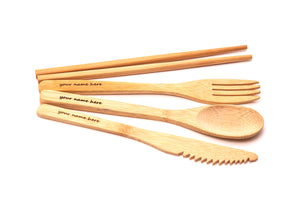 Bamboo Cutlery Set *Wholesale (10pcs+)* Cutlery only / with Engraving (+₱20) Eco Shop PH Zero Waste Philippines Metro Manila
