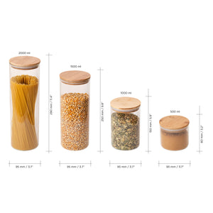 Size chart of glass jars with bamboo lid and air-tight silicone ring - Eco Shop PH Zero Waste Philippines Metro Manila